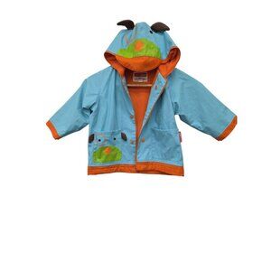 Skip Hop Zoo Darby Dog Raincoat Kid Toddler Sz Small Blue Puppy Rain Jacket Hood